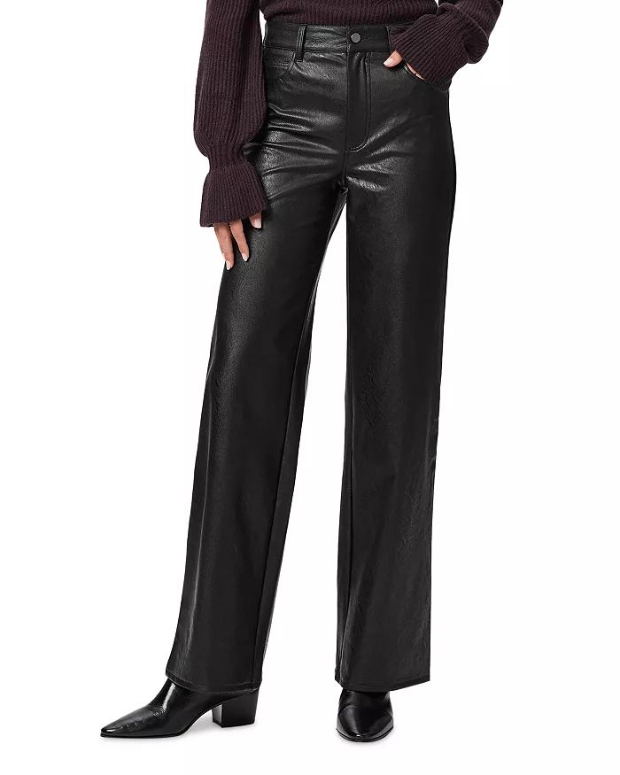Sasha Faux Leather High Rise Wide Leg Jeans in Black | Bloomingdale's (US)
