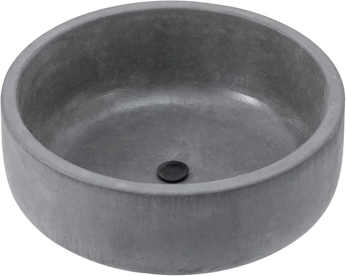 MyGift 8 Inch Round Unglazed Cement Planter Pot with Drainage Hole, Decorative Gray Concrete Indo... | Amazon (US)