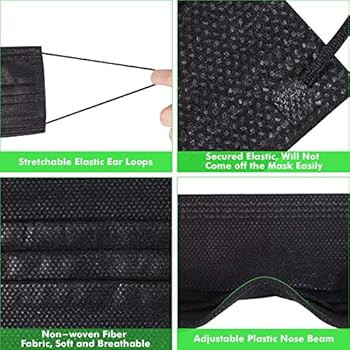 100 Pack Disposable Face Masks with Elastic Ear Loop,Breathability Comfort-Black | Amazon (US)