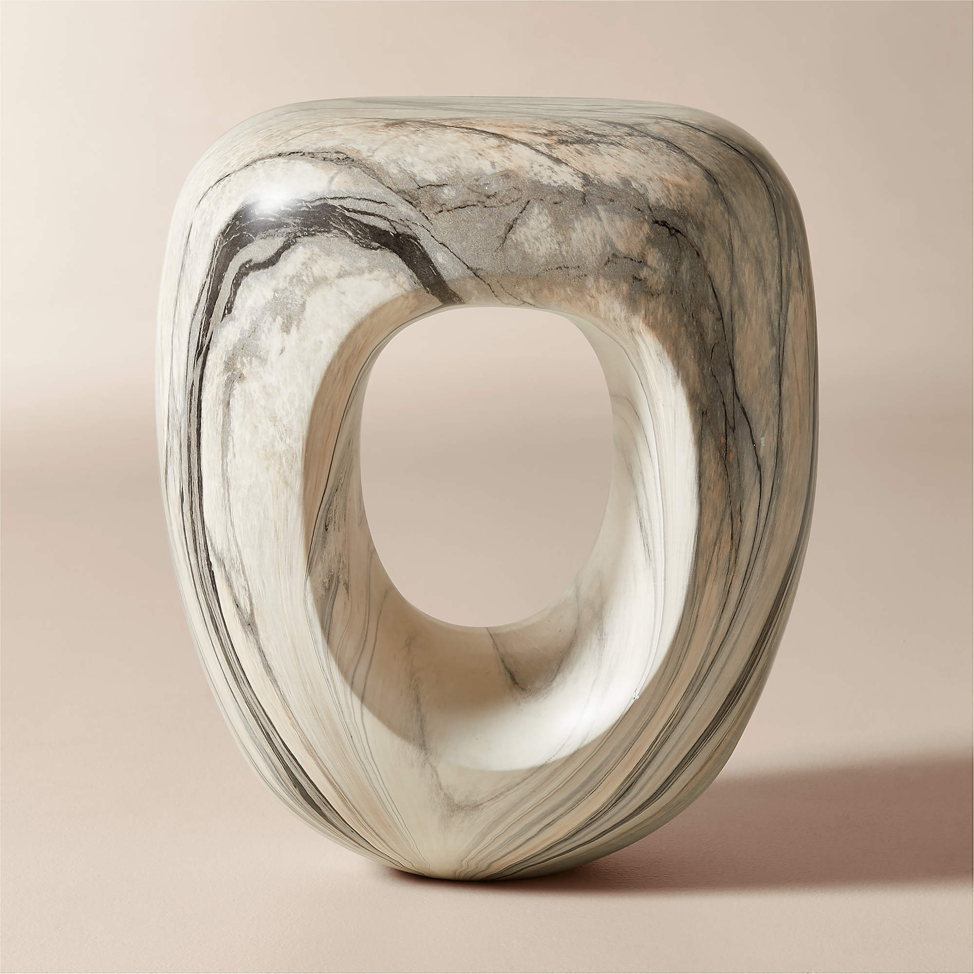Koa Grey Marbled Resin Side Table + Reviews | CB2 | CB2