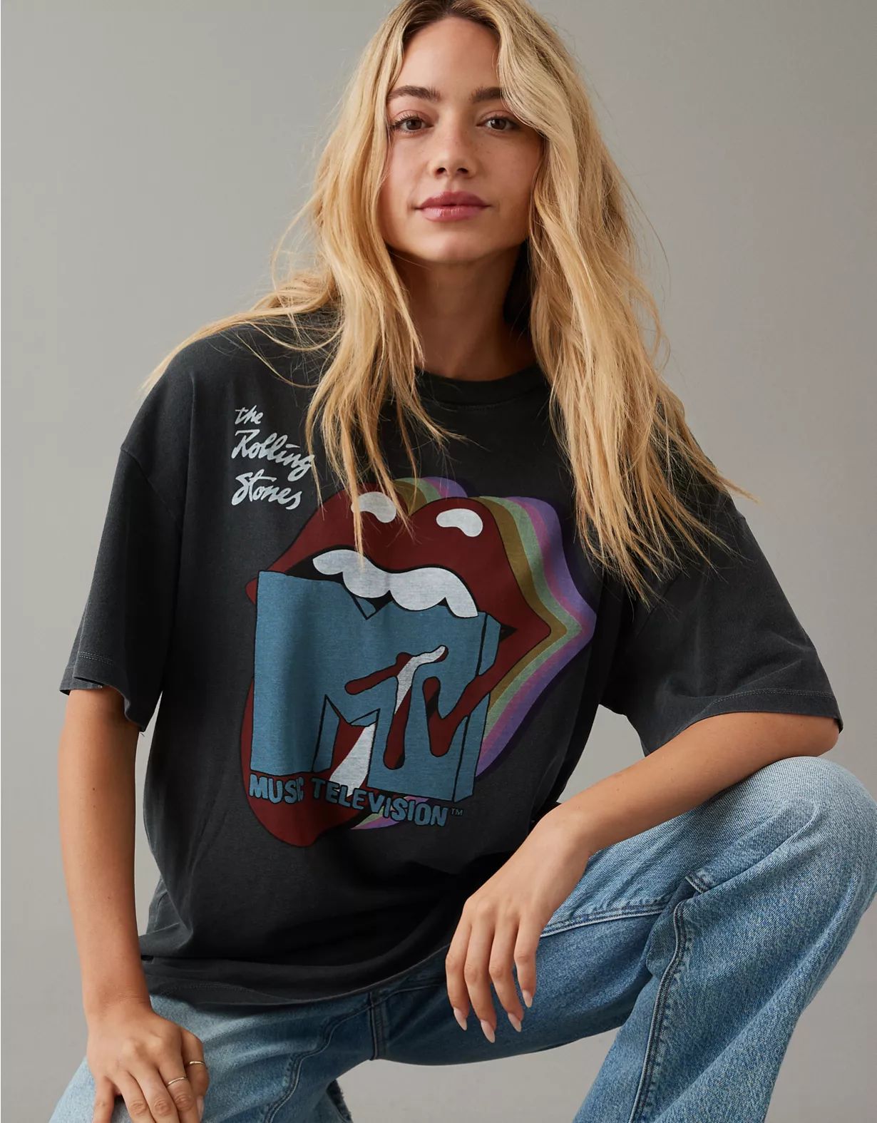 AE Oversized Rolling Stones Graphic Tee | American Eagle Outfitters (US & CA)