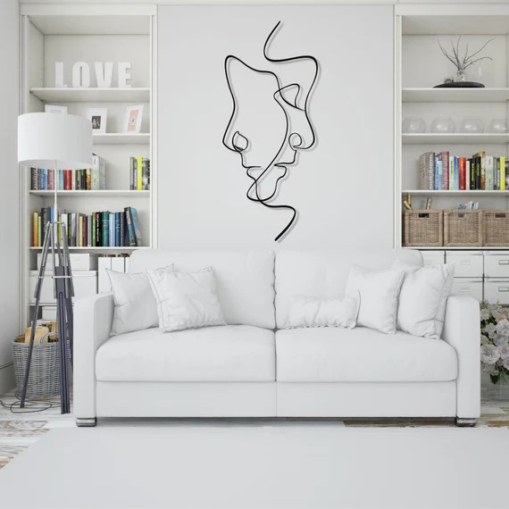 Line Wall Art 2 Faces Metal Wall Art Minimalist Art | Etsy | Etsy (US)