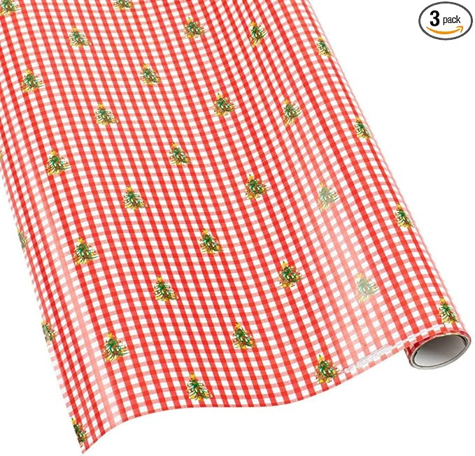 Caspari Christmas Tree Gingham Gift Wrapping Paper - 30 in. x 8 ft. Roll | Amazon (US)