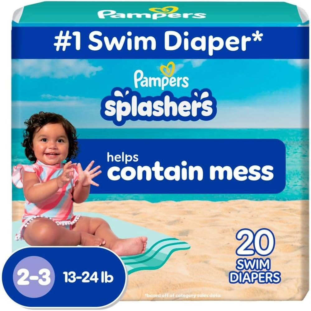 Pampers Swim Diapers - Splashers - Size 2-3, 20 Count, Gap-Free Disposable Baby Swimming Pants | Amazon (US)