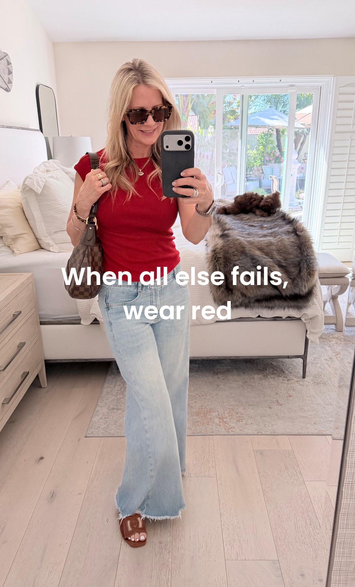 OOTD - Off to run a quick errand.  Turn a casual outfit into more of an elevated look with a red tee. Linking similar  

#LTKOver40 #LTKootd