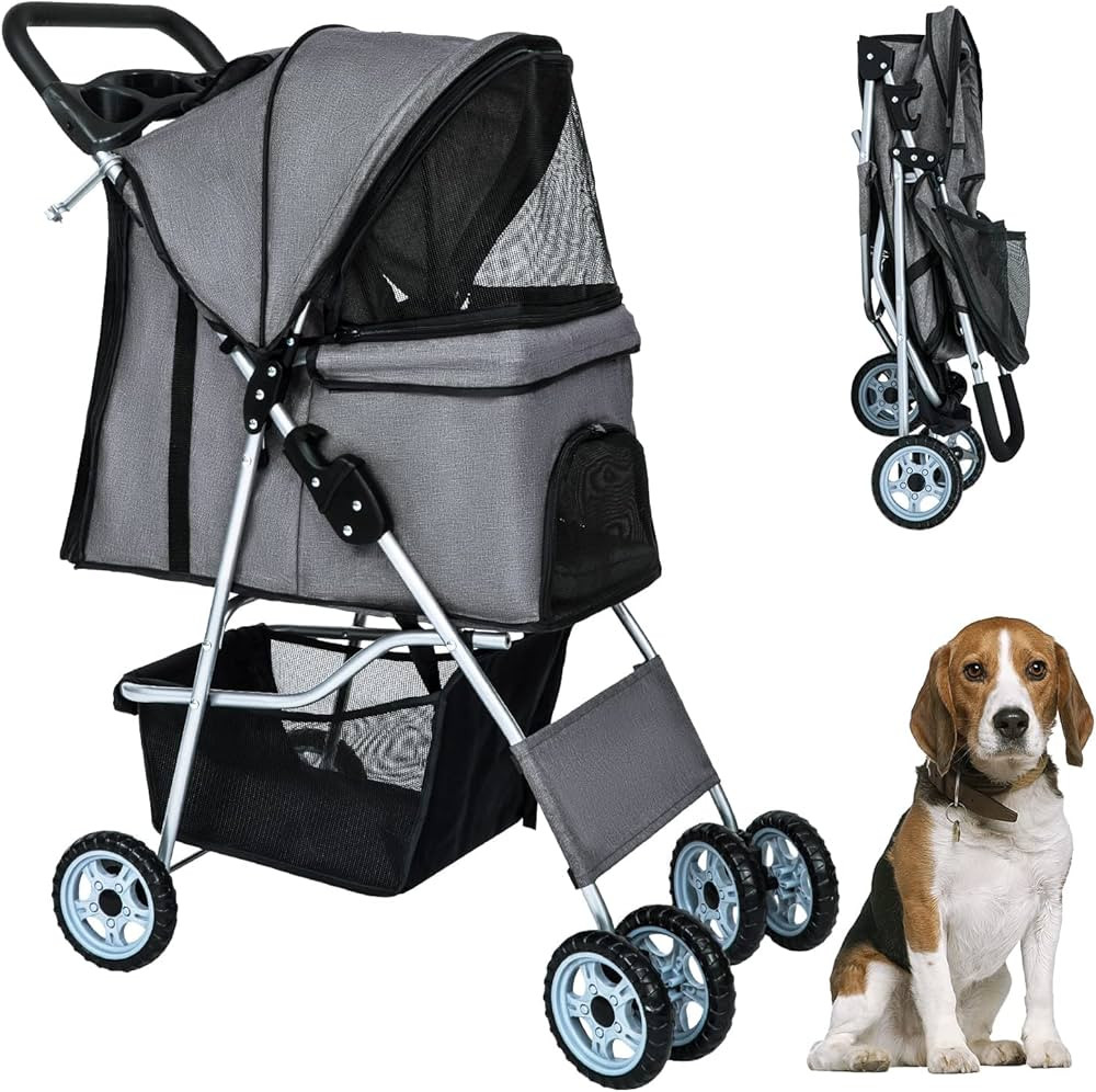 BestPet 4Wheels Pet Stroller Dog Cat Jogger Stroller for Medium Small Dogs Cats Folding Lightweig... | Amazon (US)