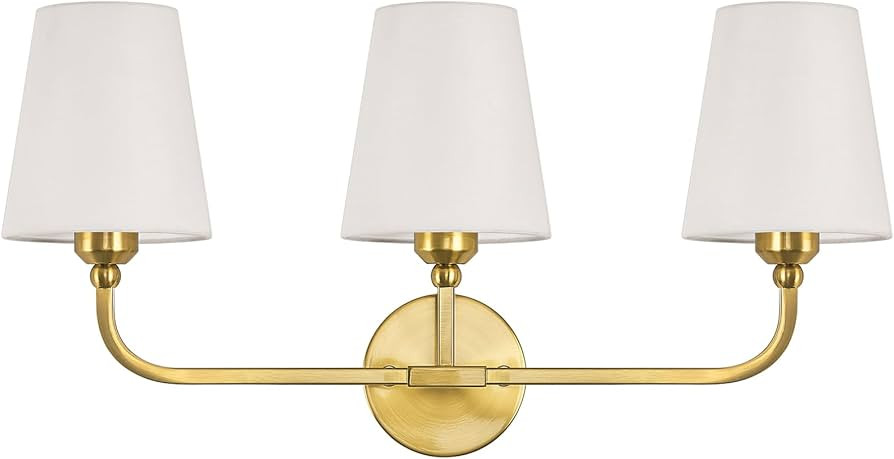 Bathroom Vanity Light, Brushed Gold Bathroom Light Fixtures, 3-Light Lighting Fixtures Over Mirro... | Amazon (US)