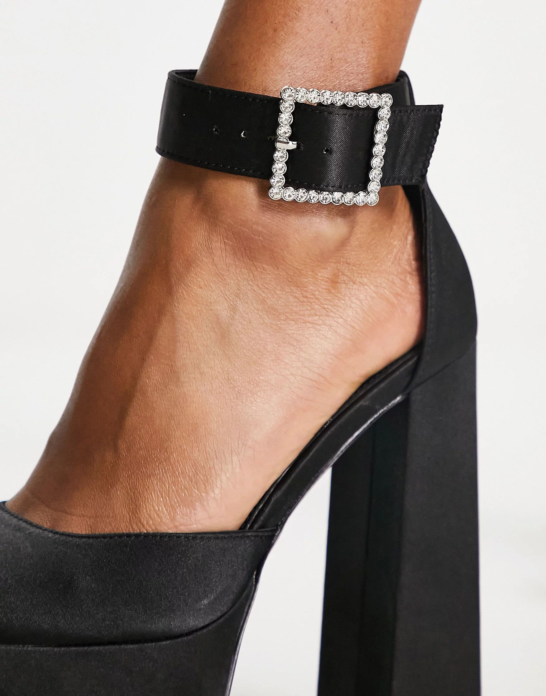 Simmi London platform heeled shoes with embellished buckle in black | ASOS (Global)