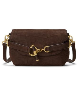 Lauren Ralph Lauren Crocodile Embossed Blaike Mini Leather Crossbody Handbag - Chestnut Brown | Macy's