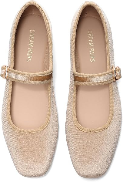 DREAM PAIRS Women's Velvet Mary Jane Ballet Flats | Amazon (US)