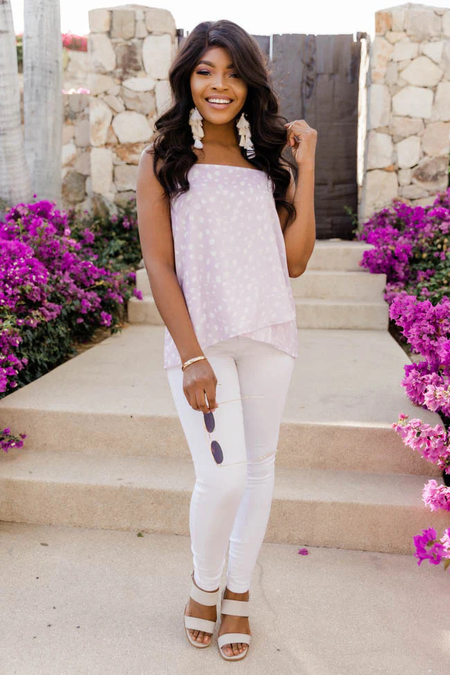 Lovely Intuition Spotted Asymmetrical Purple Tank FINAL SALE | The Pink Lily Boutique