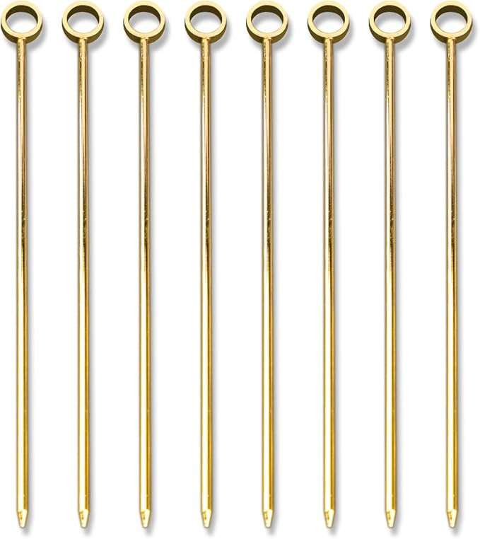 PuTwo Stainless Steel Metal Martini Picks, 4" Pack of 8 in Gold | Amazon (US)