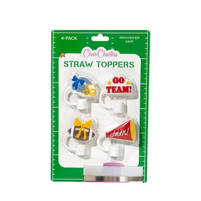 CharCharms 4pk Tailgate Cheer Straw Toppers | Target