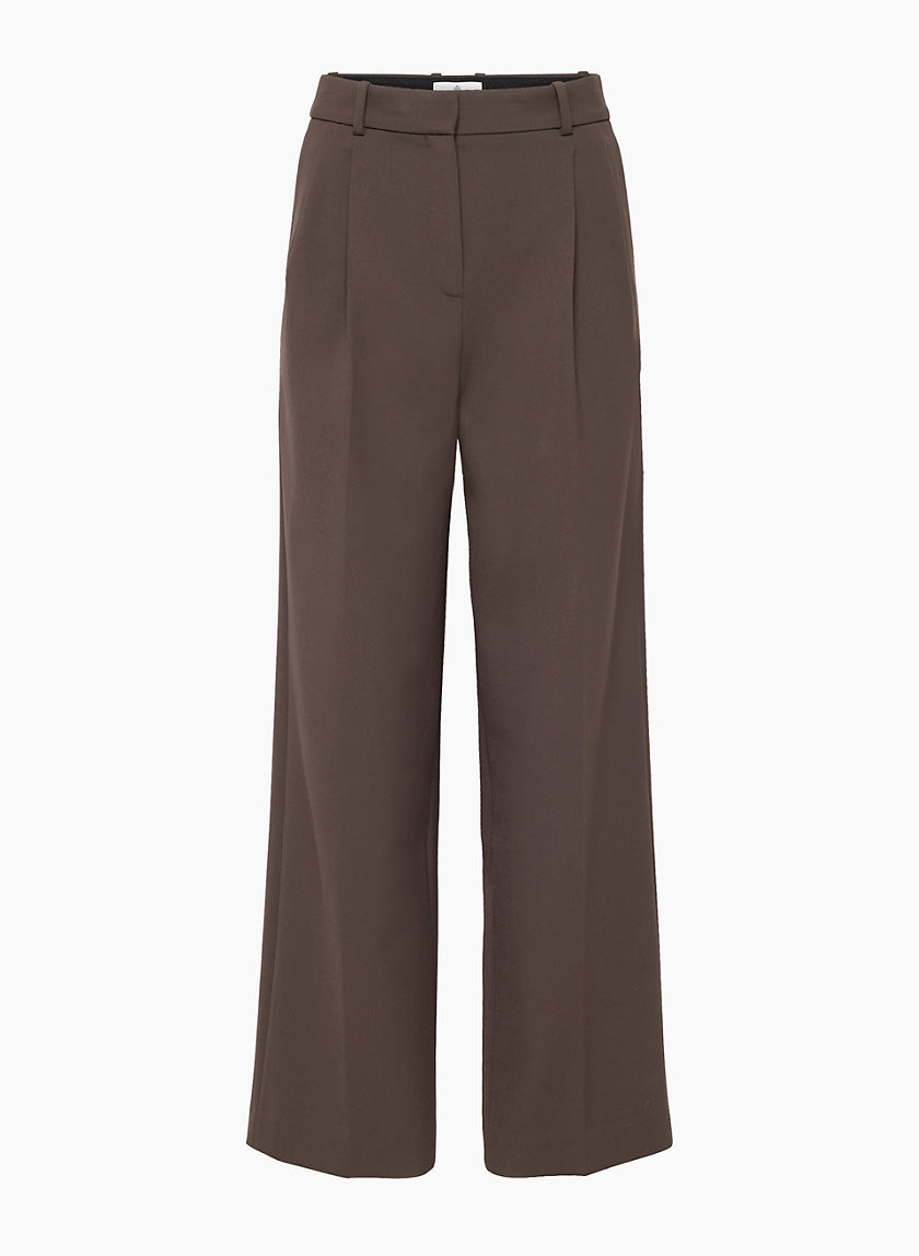 Aritzia Babaton Women's Pleated Pant in Ric Heather Mocha Brown | 12 | Polyester/Viscose/Cotton | Aritzia
