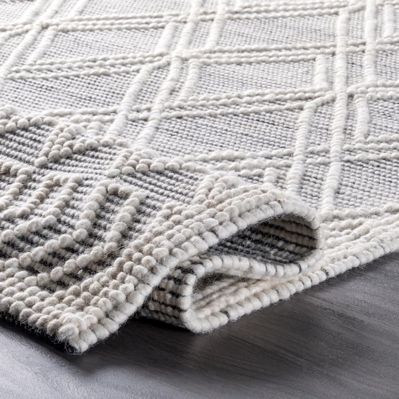 Hathorn Contemporary Trellis Handmade Tufted Black/White Rug | Wayfair North America