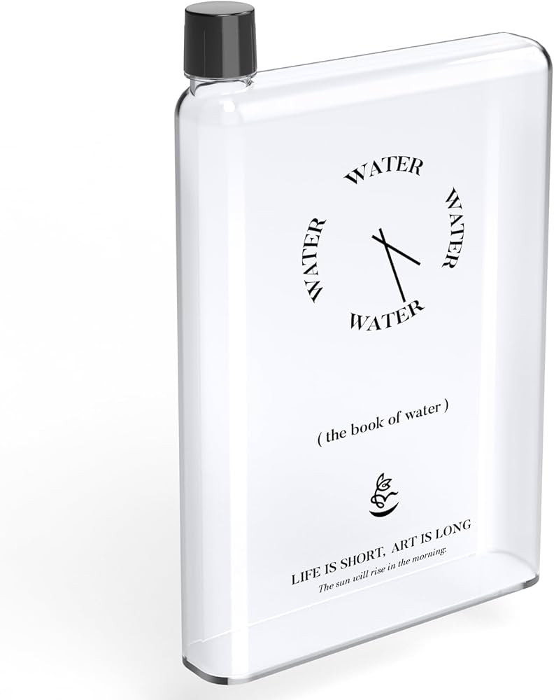 NiHome Flat Water Bottle for Purse 25oz, A5 Water Bottle Plastic 750ml, Book Shaped Water Bottle ... | Amazon (US)