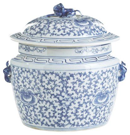 9" Lidded Rice Jar, Blue/White | One Kings Lane