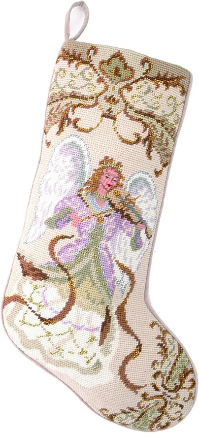 Peking Handicraft 31SJM1364MC Angel with Violin Needlepoint Stocking, 11x18 | Amazon (US)