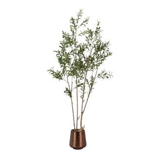 Oliveira 7 ft. Artificial Olive Tree Tree in Bronze Metal Pot | The Home Depot