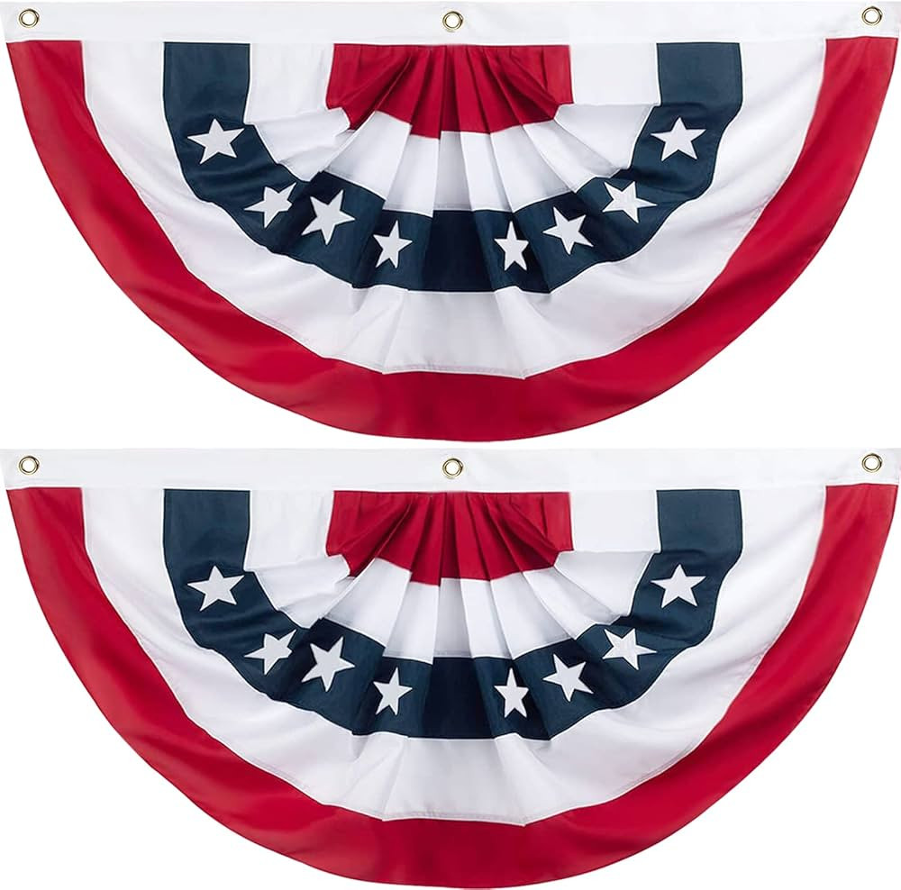 4th of July Decorations Bunting Flags, 2x4Ft American Flag Banner,Usa Pleated Fan Flag, Half Flag... | Amazon (US)