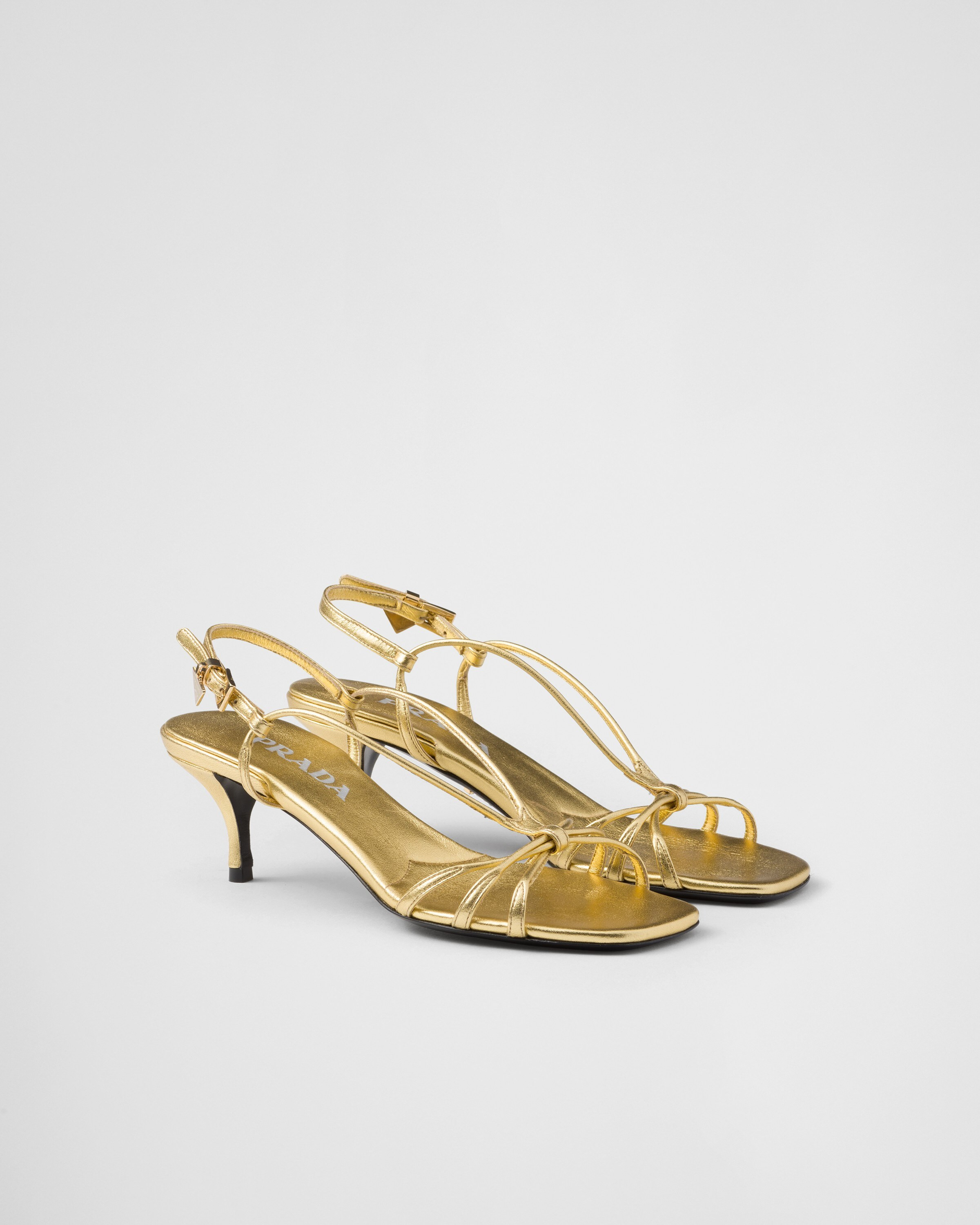 Mordoré nappa leather heeled sandals | Prada US