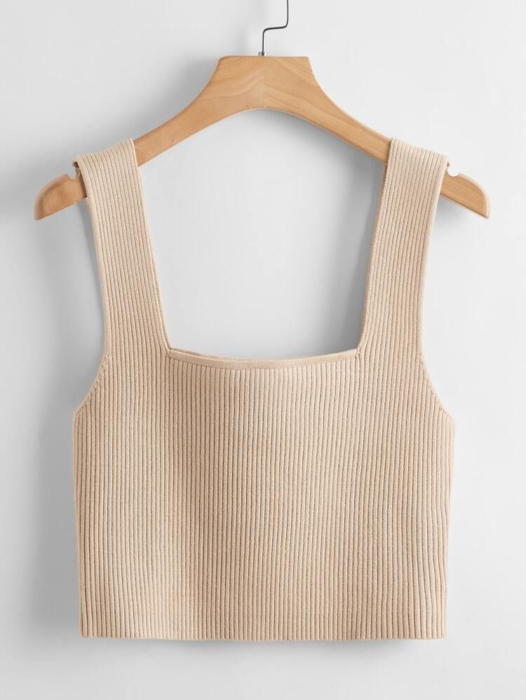 Solid Ribbed Knit Top | SHEIN