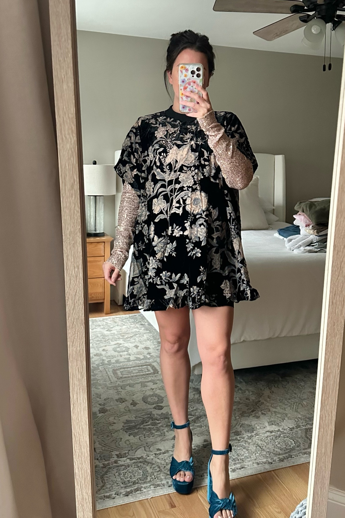 holiday party outfit 
sized down in dress to S
sequin shirt TTS : M
Heels only whole sizes, if in between size up! :) 

#LTKstyletip #LTKparties #LTKHoliday