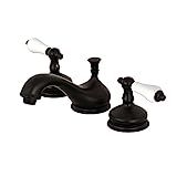Kingston Brass KS1165PL Heritage Widespread Lavatory Faucet with Porcelain Lever Handle, Oil Rubbed  | Amazon (US)