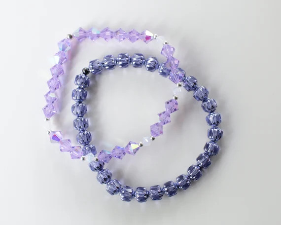 Periwinkle Crystal Bracelet  Purple Beads - Etsy | Etsy (US)