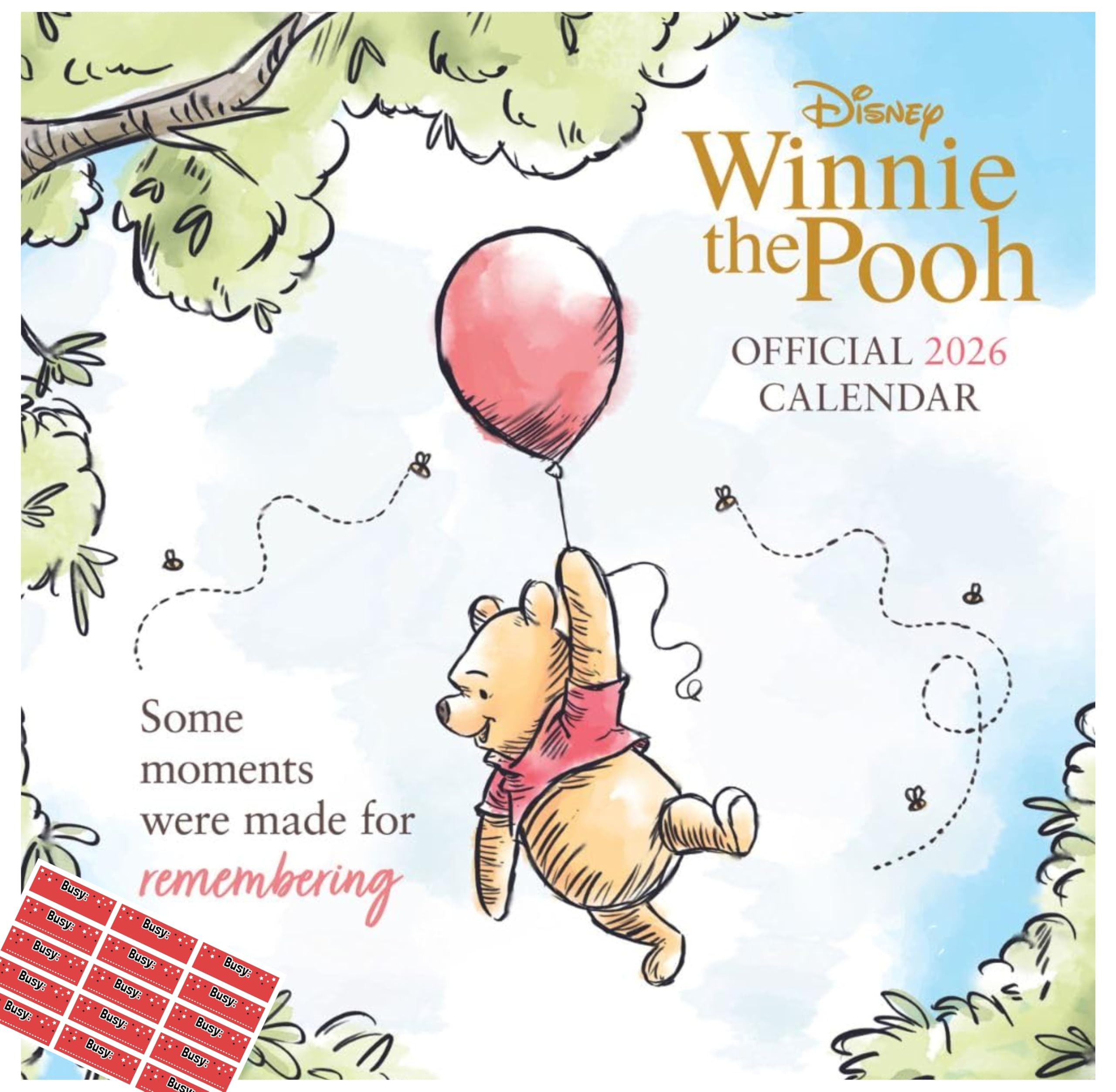 Winnie The Pooh Calendar 2026 Disney Square Wall Calendar Gift Present with Free Organising Stick... | Amazon (UK)
