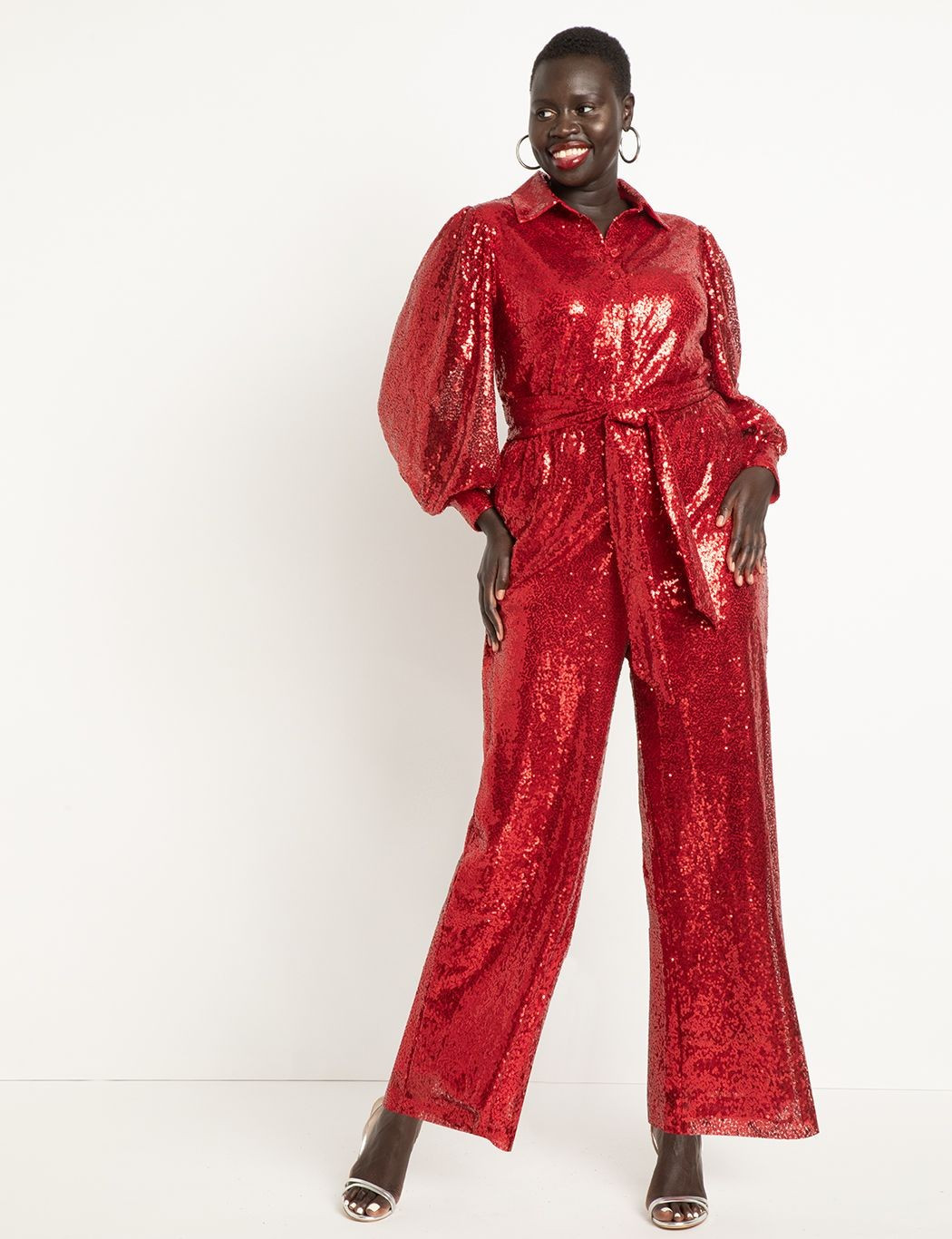 Sequin Jumpsuit With Collar | Eloquii