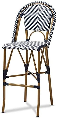 Baxton Studio Ilene Classic French Indoor and Outdoor White and Blue Bamboo Style Stackable Bistr... | Amazon (US)
