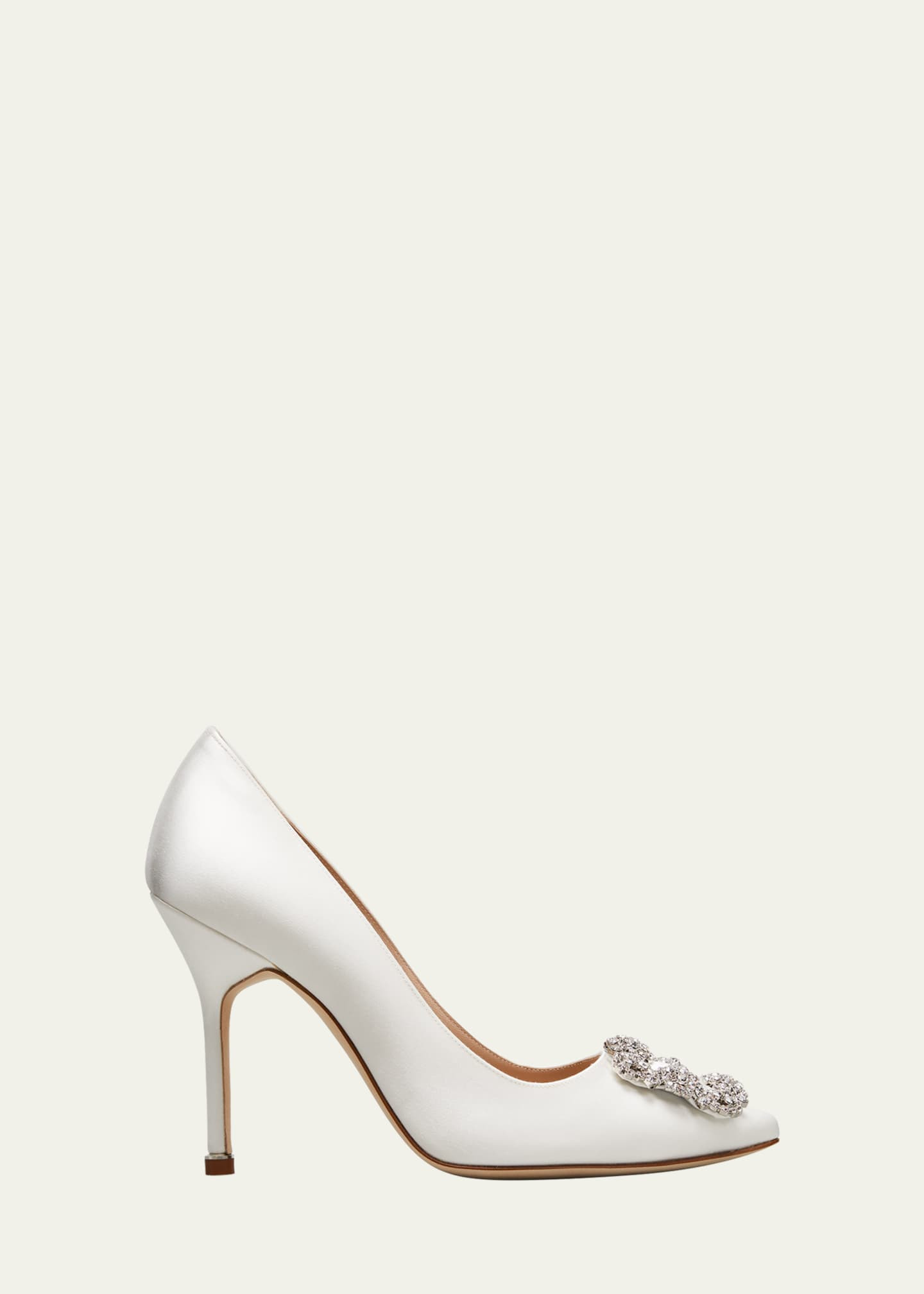 Manolo Blahnik Hangsi Satin Crystal-Buckle Pumps | Bergdorf Goodman
