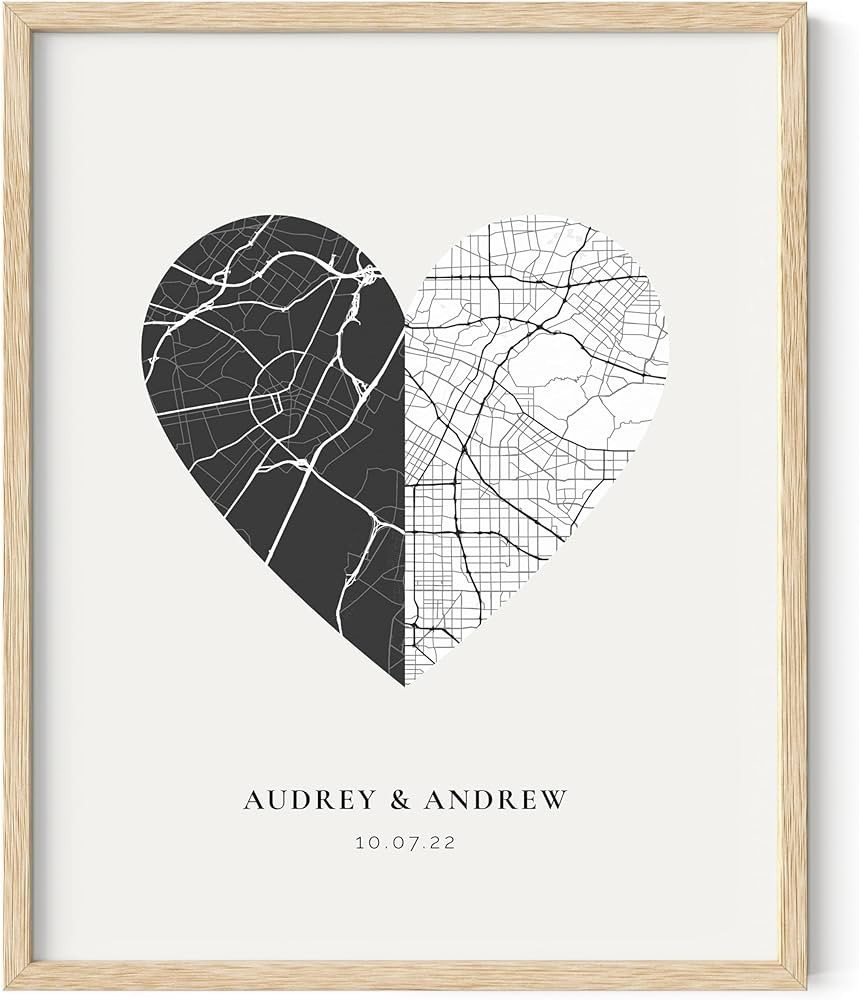 Haus and Hues Custom Valentines Gifts Heart Shaped Where We Met Map Poster - Personalized First D... | Amazon (US)