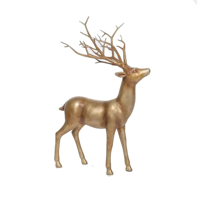 Holiday Time Gold Standing Deer Christmas Tabletop Decoration, 15.5 inch - Walmart.com | Walmart (US)