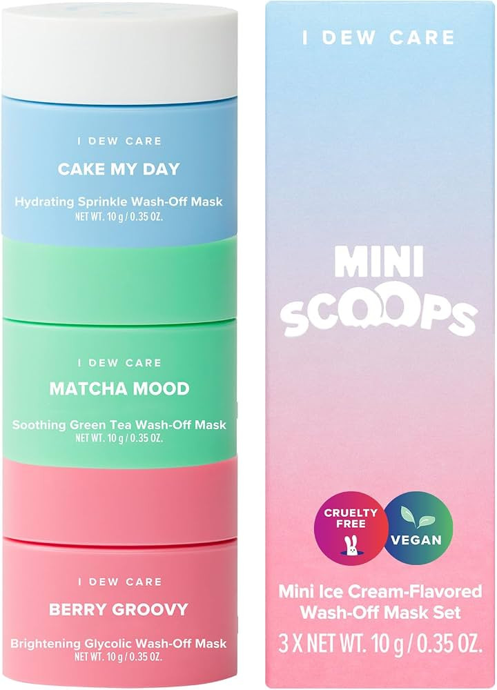 I DEW CARE Mini Scoops | Wash Off Face Mask Skin Care Trio | With Hyaluronic Acid, Self Care | Facial Treatment, Vegan, Cruelty-Free, Paraben-Free, (3 flavors) | Amazon (US)