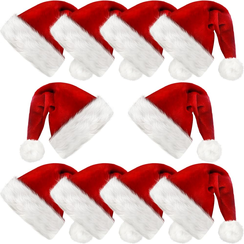 2/4/10 Pack Plush Santa Hat for Kids, Children and Toddlers - Christmas Hats | Amazon (US)