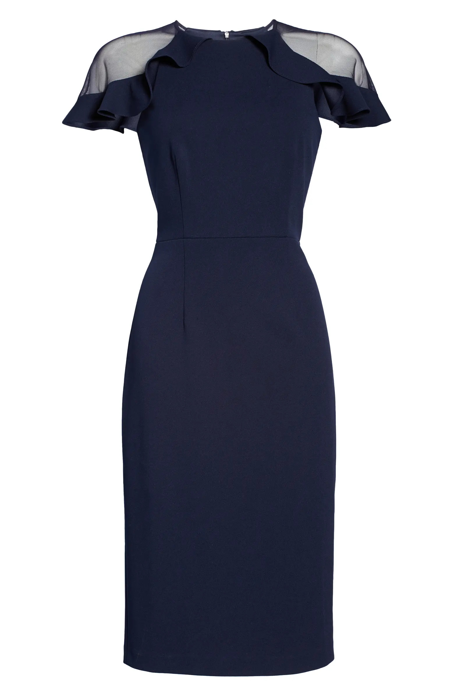 Sheer Ruffle Shoulder Cocktail Dress | Nordstrom