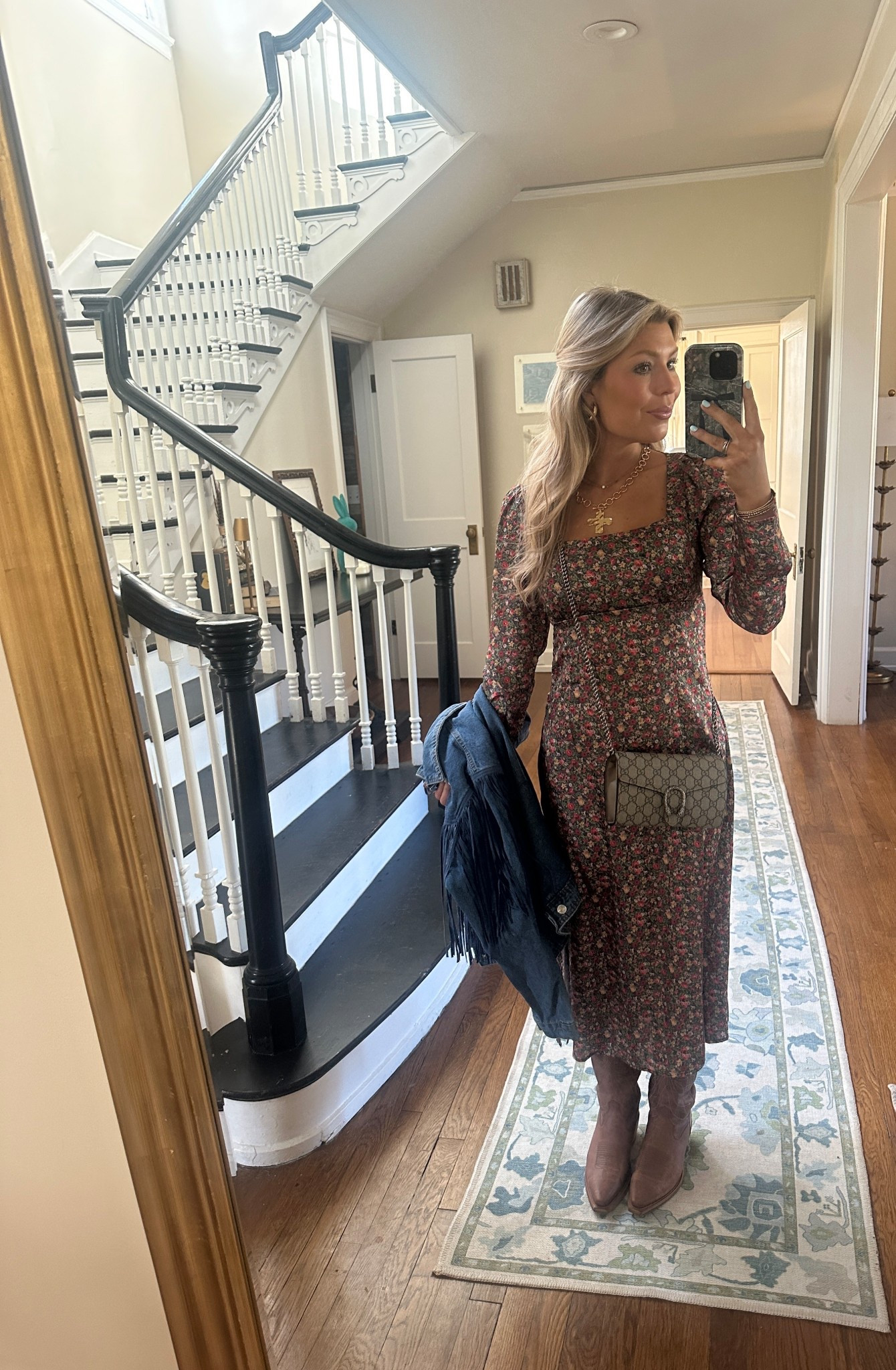 Beth Dutton vibes 🤠

* dress is old but linked similar! necklace is 100/10 and so is my fringe denim jacket!!!! Chunky hoops are my fav from Sheila Fajl and super lightweight! 

#LTKPetite #LTKStyleTip #LTKFindsUnder50