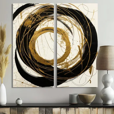 Black And Gold The Art Of Chaos III - Black Modern Wall Art 2 Pieces | Wayfair North America