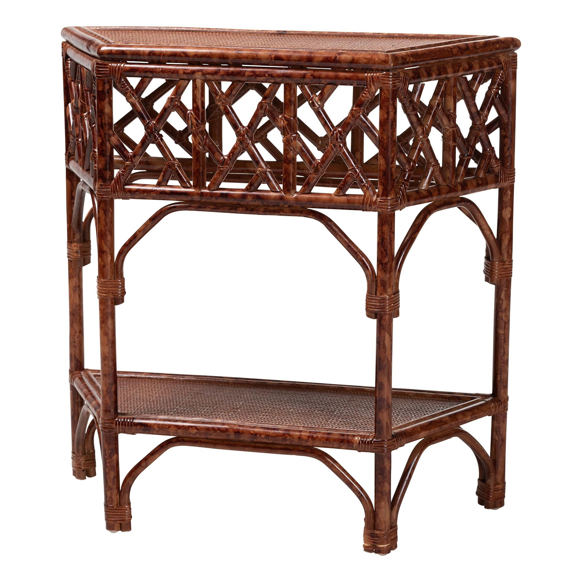 Bali & pari Gaspar Marbled Tortoise Natural Rattan Console Table - Handcrafted Accent Table with ... | Amazon (US)