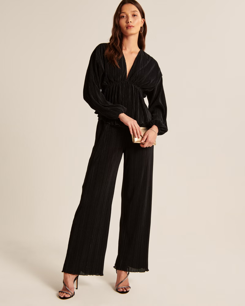 Long-Sleeve Easy Waist Satin Top | Abercrombie & Fitch (US)