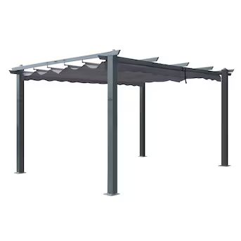 VEIKOUS 10-ft W x 10-ft L x 7-ft 3-in H Gray Metal Freestanding Pergola with Canopy | Lowe's