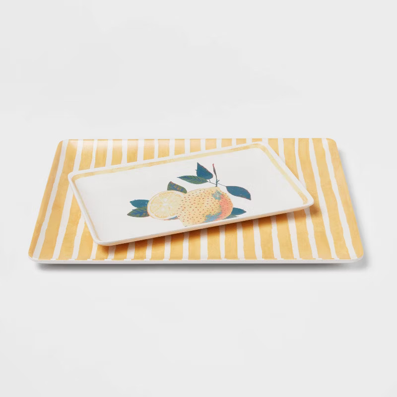 2pc Bamboo and Melamine Serving Platter Set - Threshold™ | Target