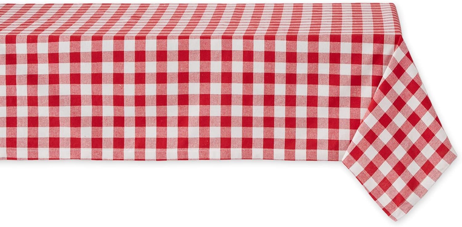 DII Checkered Tabletop Collection 100% Cotton, Machine Washable, Tablecloth, 60x104, Red | Amazon (US)