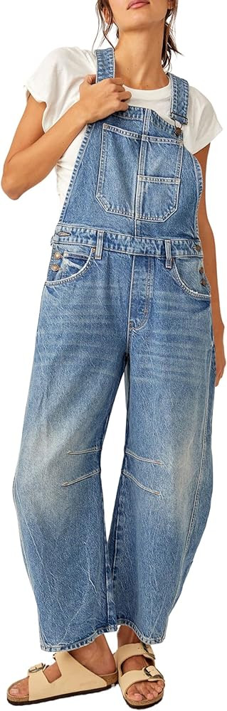 Kedera Women's Denim Overall Casual Straight Wide Leg Bib Jeans Overall Adjustable Straps Denim R... | Amazon (US)