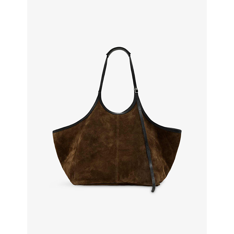 Allsaints Womens Dark Khaki Gre Siloh Oversized Suede Tote Bag 1 Size | Selfridges