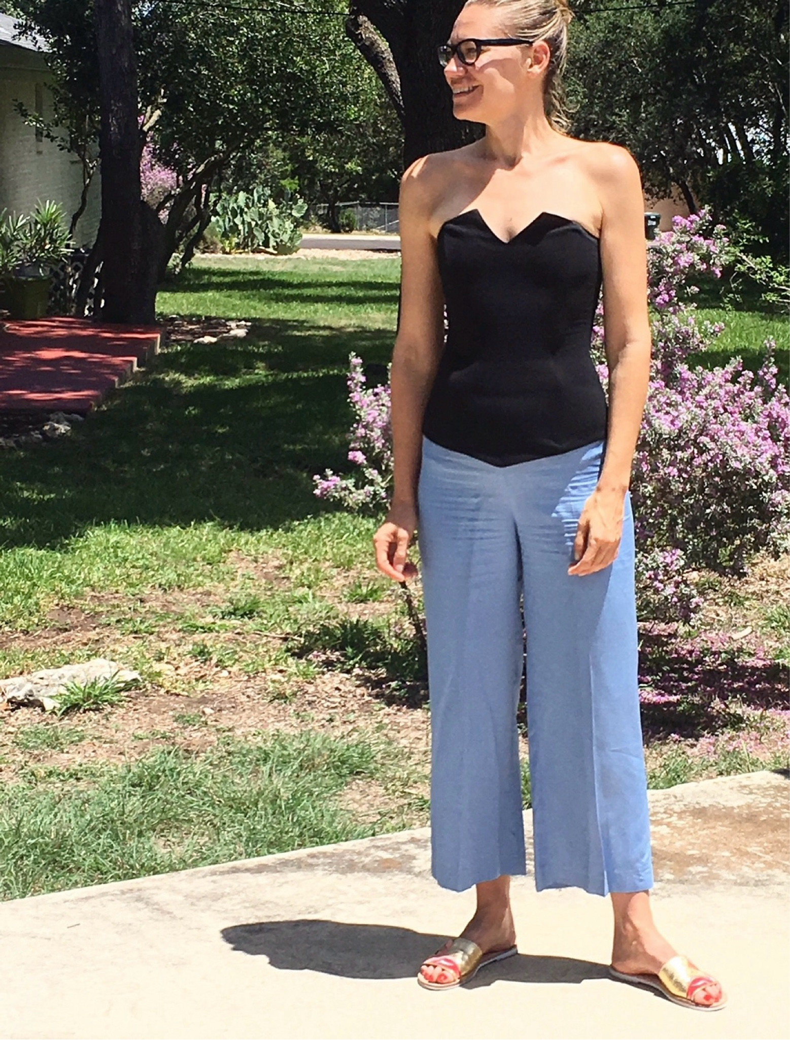 Easy for the last week of summer? Strapless and linen- and a bit of gold on the shoes! #investmentpiece 

#LTKOver40 #LTKSeasonal #LTKStyleTip