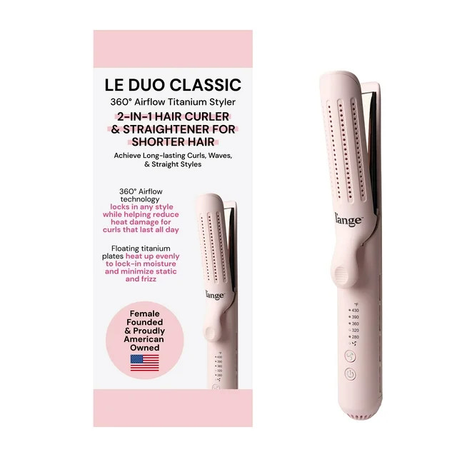 L'ange Hair Le Duo 360 Airflow Styler, Titanium Flat Iron Hair Straightener (Blush) | Walmart (US)
