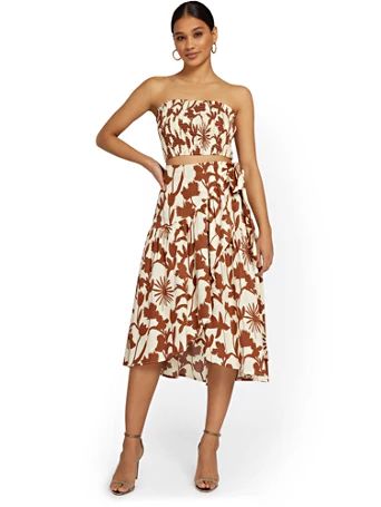 2-Piece Floral-Print Top & Skirt Set - Aakaa - New York & Company | New York & Company